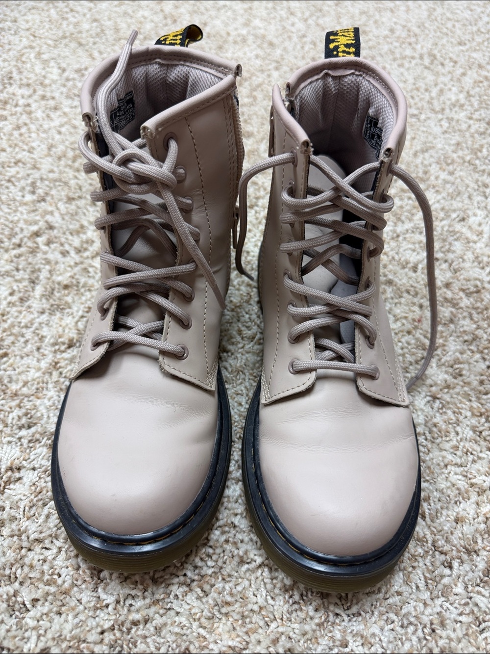 Dr. Martens Beige Lace-Up Combat Boots